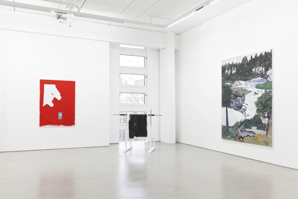 Anne Imhof "Untitled" & "Untitled (Falcon Stand)" (2016), right: Jeanette Mundt "Believe Me" (2016), installation view of the exhibition NEW ACQUISITIONS – Hildebrand Collection, 1 February – 7 May 2017, G2 Kunsthalle Leipzig photo: Dotgain.info © the artists & G2 Kunsthalle Leipzig Anne Imhof "Untitled" & "Untitled (Falcon Stand)" (2016), right: Jeanette Mundt "Believe Me" (2016), installation view of the exhibition NEW ACQUISITIONS – Hildebrand Collection, 1 February – 7 May 2017, G2 Kunsthalle Leipzig photo: Dotgain.info © the artists & G2 Kunsthalle Leipzig