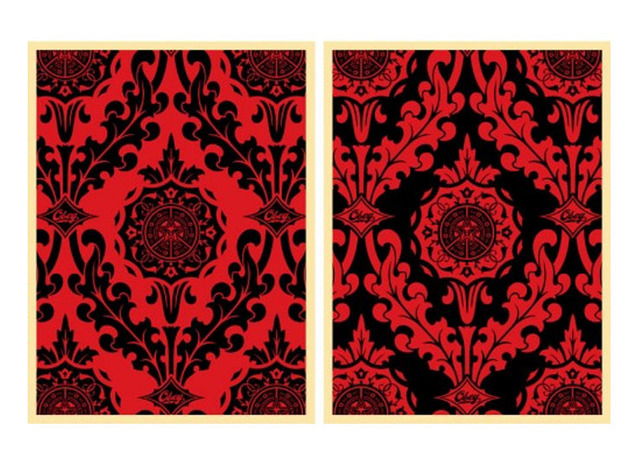 Shepard Fairey, ‘Parlor Pattern Red and Black diptych’, 2010, Artsnap