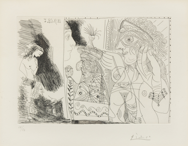 Pablo Picasso, ‘Écrivain avec son Égérie (from La Série 347)’, 1968, Hindman