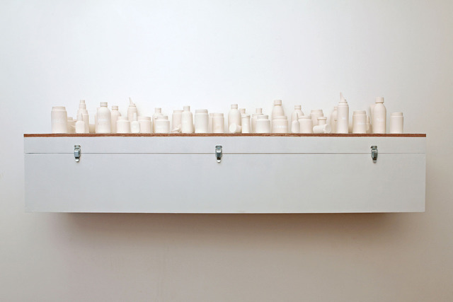 Jeanne Susplugas, ‘Containers (F.B.)’, 2013, Installation, Wooden box, ceramic, Valérie Bach