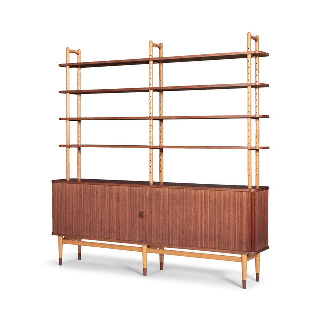 Arne Vodder, ‘A cabinet with bookshelves’, 1950's, Design/Decorative Art, Teak, beech, maple and brass, Dansk Møbelkunst Gallery