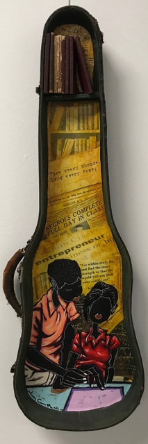 Leroy Campbell, ‘Helping Hand’, 2018, Painting, Mixed Medium Collage on Violin Case, Richard Beavers Gallery
