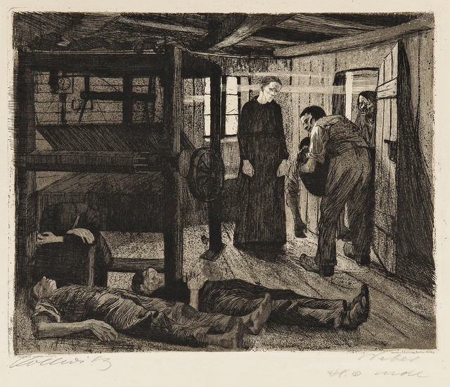 Käthe Kollwitz, ‘Two Plates from Ein Weberaufstand’, Print, Dry stamp lithograph printed in brown, Skinner