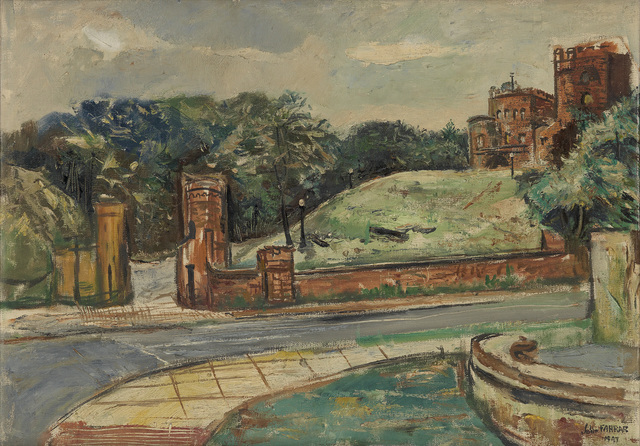 John Farrar, ‘Untitled (Embassy Row).’, 1947, Painting, Oil on linen canvas, Swann Auction Galleries