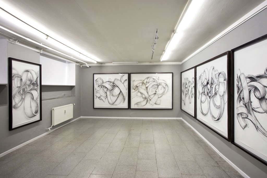 Eva Steen Christensen: Observatory. Installationview showing "Registration #1 - 6" (from right to left). Charcoal drawings. Eva Steen Christensen: Observatory. Installationview showing "Registration #1 - 6" (from right to left). Charcoal drawings.