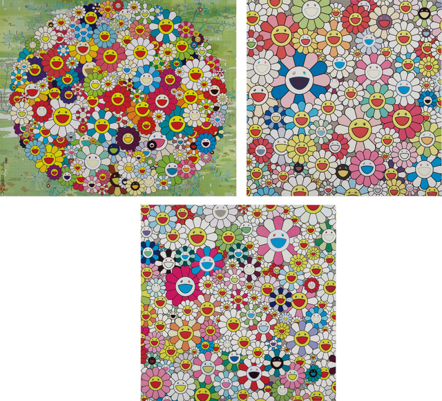 Takashi Murakami, ‘Maiden in the Yellow Straw Hat; Open your Hands Wide; and Such Cute Flowers’, 2010, Phillips