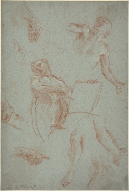 Carlo Maratti Sheet Of Studies With Figures Hands And - 