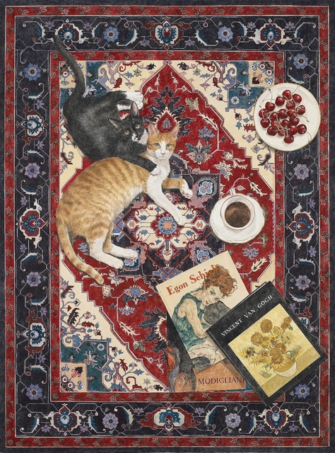 Lee Jung Eun (b. 1971), ‘Peace of mind’, 2020, Drawing, Collage or other Work on Paper, Coloring on Korean paper (Jangji) 장지에 채색, Leehwaik Gallery