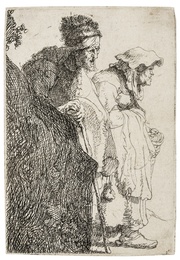 Beggar Man and Woman behind a Bank