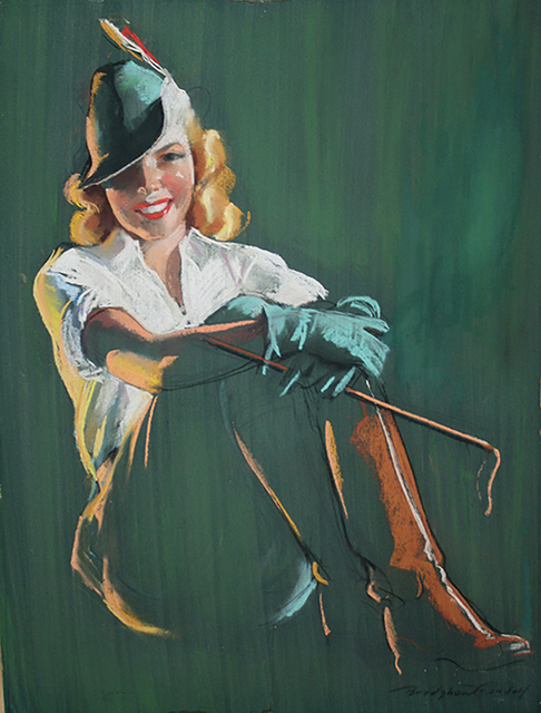 Bradshaw Crandell, ‘Blonde Woman in Green Equestrian Garb’, The Illustrated Gallery