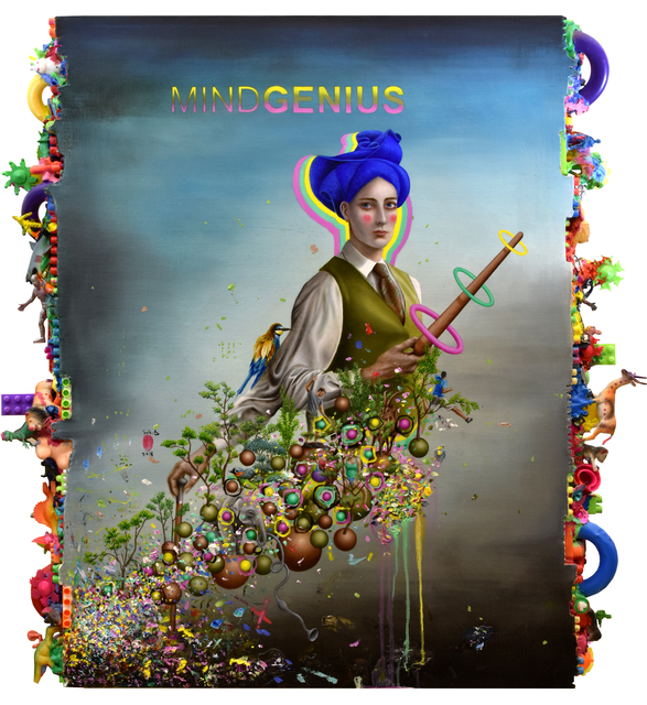 Mario Soria, ‘Mind Genius’, 2018, Painting, Oil on wood and plastic toys, N2 Galería