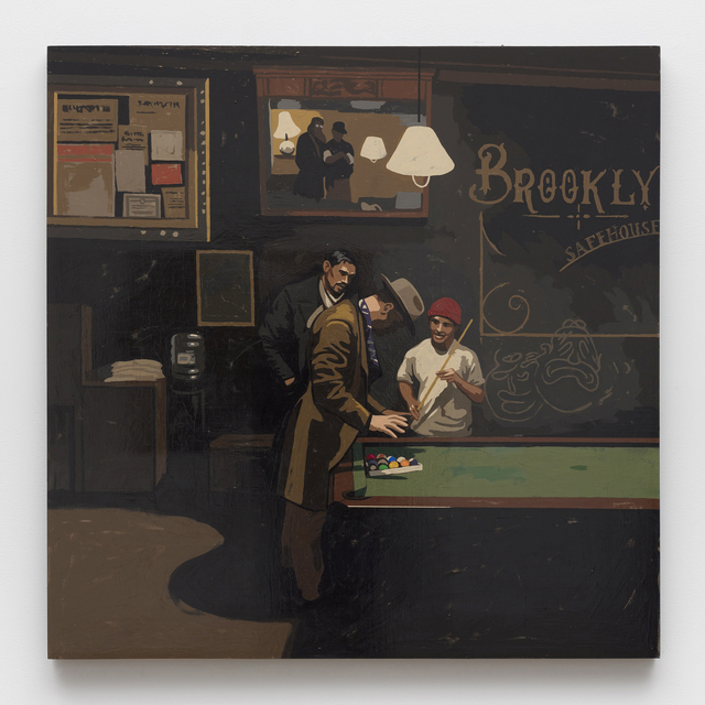 Matthew Benedict, ‘Pool Sharks at the Safehouse’, 2019, Painting, Gouache on wood, Alexander and Bonin