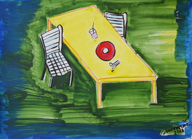 Guiomar Giraldo-Baron, ‘Lunch Time’, 2018, Drawing, Collage or other Work on Paper, Acrylic on paper, Fountain House Gallery