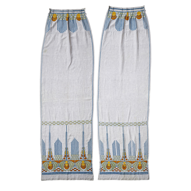 ‘Style Of Gustav Stickley, Pair Of PortiíÂres With Stylized Flower Motif, USA’, Early 20th C., Rago/Wright