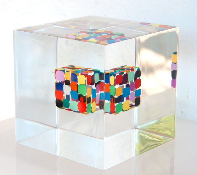 Susi Kramer, ‘Cube in Cube-Würfel in Würfel (W201205)’, 2020, Sculpture, Painted cube cast in acrylic glass,, Claudine Gil