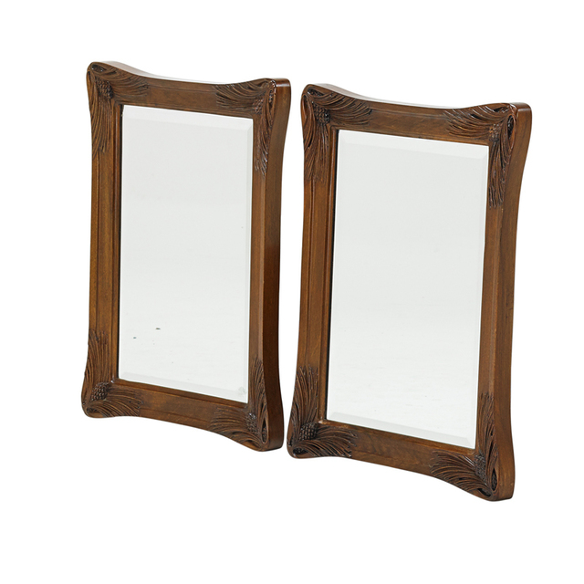 Louis Majorelle, ‘Pair Of Art Nouveau Mirrors With Pinecones, France’, ca. 1900, Design/Decorative Art, Carved Mahogany, Beveled Mirrored Glass, Rago/Wright