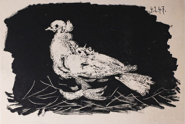 Pablo Picasso, ‘Pigeon Blanc Fond Noir (White Pigeon Black Background), 1949 Limited edition Lithogrph by Pablo Picasso’, 1949, White Cross