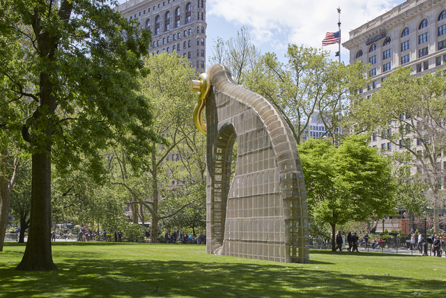 Martin Puryear, ‘Big Bling, installation view in Madison Square Park, New York’, 2016, Installation, Pressure-treated laminated timbers, plywood, fiberglass, gold leaf,, Madison Square Park