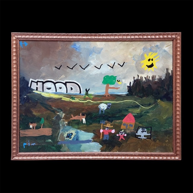 HoodKitsch, ‘Father & Son’, 2020, Painting, Marker and spray paint on reclaimed oil painting, Kalkman Gallery