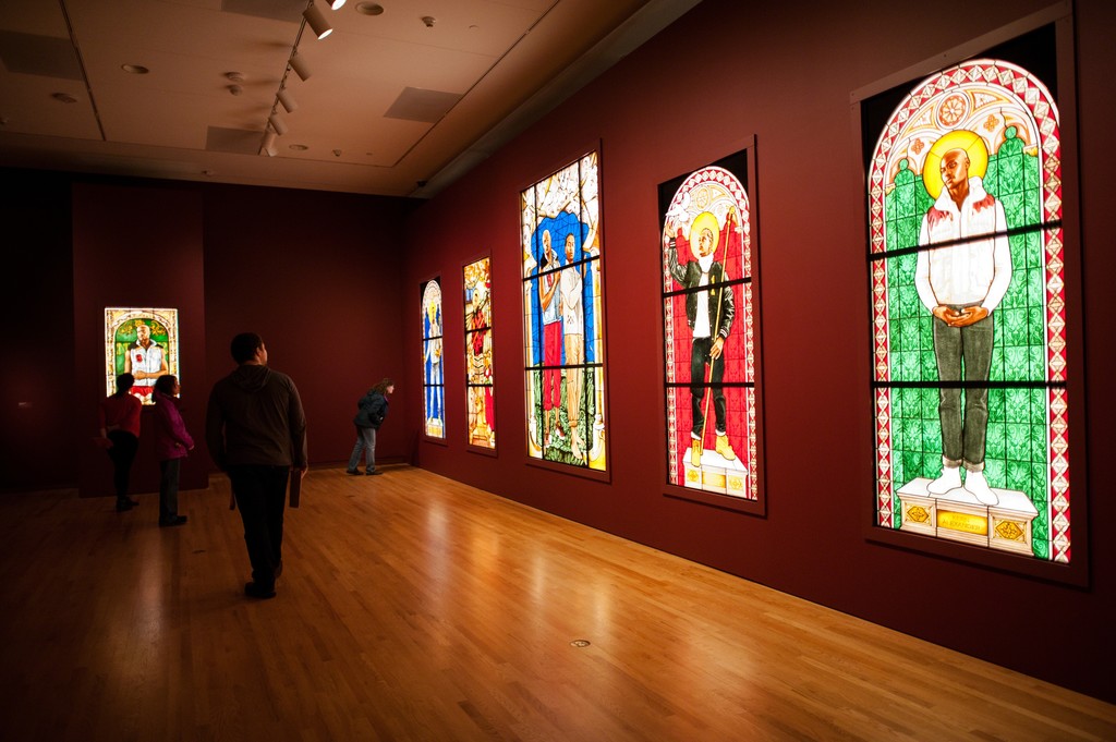 Installation view of Kehinde Wiley: A New Republic at the Seattle Art Museum. © Seattle Art Museum, Photo: Elizabeth Crook. Installation view of Kehinde Wiley: A New Republic at the Seattle Art Museum. © Seattle Art Museum, Photo: Elizabeth Crook.