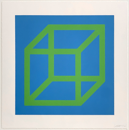 Open Cube in Color on Color (Green & Blue)