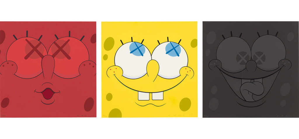 KAWS - Three Works: KAWSBOB (i) (Red); (ii) (Yellow); (iii) (Black)