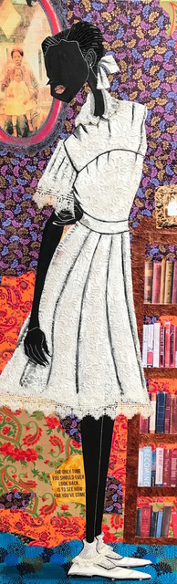 Leroy Campbell, ‘Looking Forward’, 2018, Painting, Acrylic, Pastels, Lace and Collage on Canvas, Richard Beavers Gallery