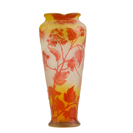Vase with fruiting branches and scalloped rim
