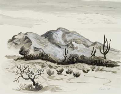 Thomas Hart Benton, ‘Three Cacti and Mountain’, 1958, Kiechel Fine Art