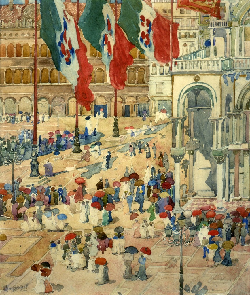 Maurice Prendergast, Piazza of St. Mark’s, ca. 1898–99. Watercolor and pencil on paper. Private collection Maurice Prendergast, Piazza of St. Mark’s, ca. 1898–99. Watercolor and pencil on paper. Private collection