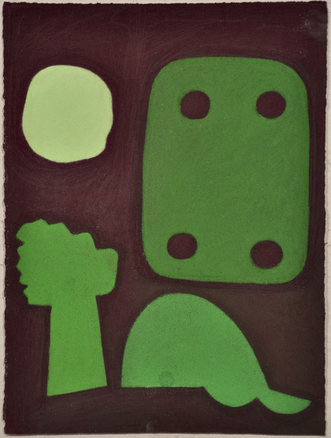 Julian Martin, ‘Untitled (Abstracted Green Shapes on Maroon)’, 2010, Drawing, Collage or other Work on Paper, Pastel on paper, Fleisher/Ollman