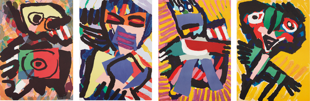 Karel Appel, ‘Four figural prints’, ca. 1973, Drawing, Collage or other Work on Paper, Four lithographs in colors, on Somerset paper, the full sheets, Phillips