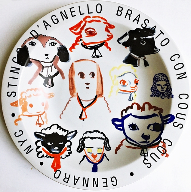 Amy Sillman, ‘Stinco D'Agnello Brasato Con Cous Cous - Gennaro - New York City’, 2001, Design/Decorative Art, Ceramic Plate. Artist Signature Fired into Plate., Alpha 137 Gallery