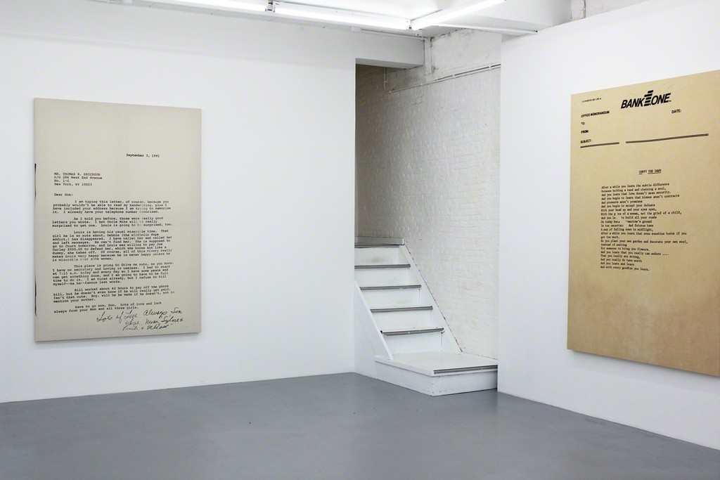 Installation view at Harlan Levey Projects - "September 3rd, 1991", 2015, graphite, resin, funerary ash, on muslin, 214 x 152 cm, "Comes the Dawn", 2015, graphite, resin, funerary ash, on dyed Muslin, 214 x 152 cm Installation view at Harlan Levey Projects - "September 3rd, 1991", 2015, graphite, resin, funerary ash, on muslin, 214 x 152 cm, "Comes the Dawn", 2015, graphite, resin, funerary ash, on dyed Muslin, 214 x 152 cm