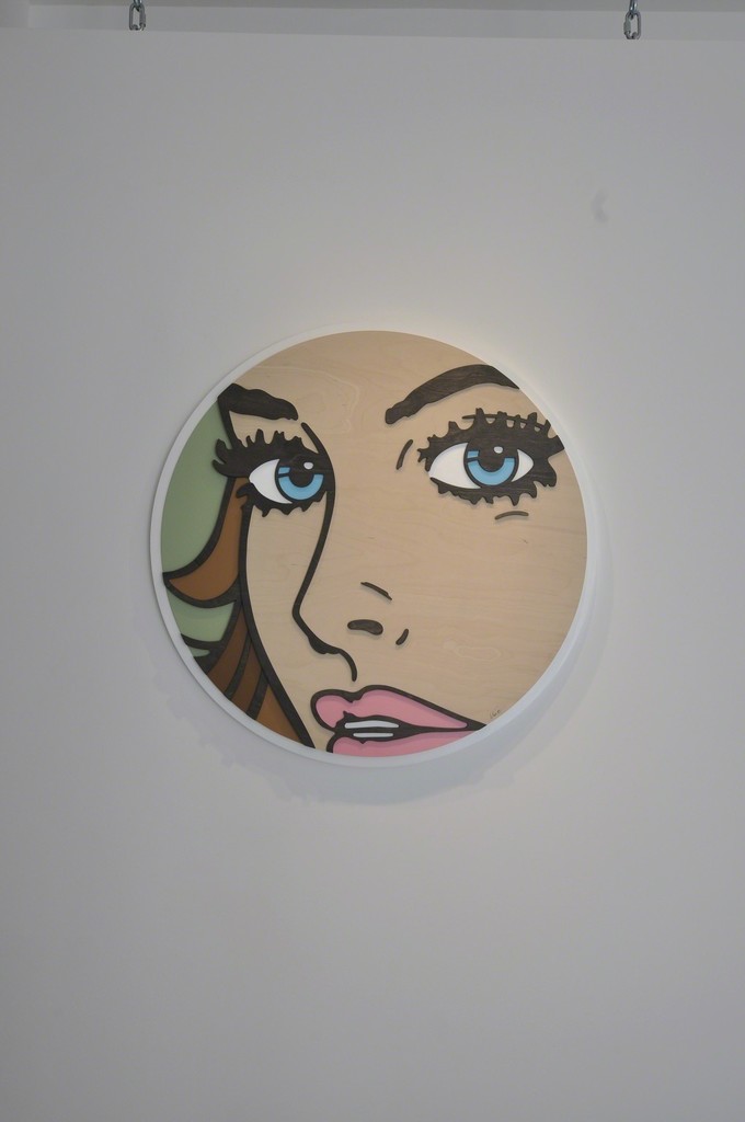 "This Time Around" oil stain and acrylic on layered birch, 2017, 40" Diameter "This Time Around" oil stain and acrylic on layered birch, 2017, 40" Diameter
