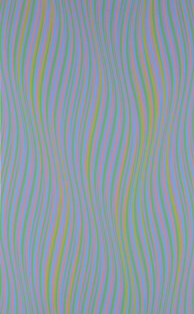 Bridget Riley - Series 35. Olive added. Red and blue first two color twist. Violet and green second two color twist. Rever...