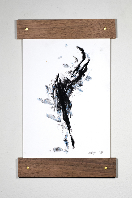Erica Ehrenbard, ‘Bending Blue’, 2015, Drawing, Collage or other Work on Paper, Charcoal and pencil on paper, walnut, brass, InLiquid
