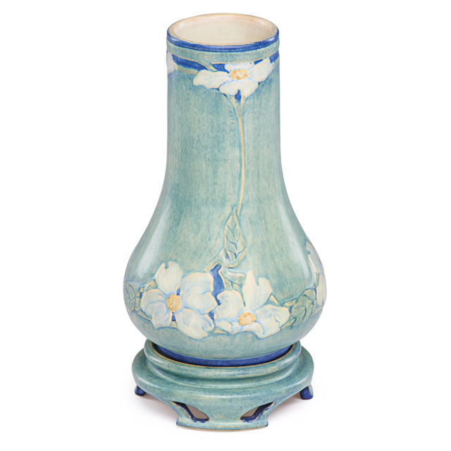 Cynthia P. Littlejohn, ‘Newcomb College, Fine Transitional Vase With Dogwood And Pierced Stand, New Orleans, LA’, 1913, Design/Decorative Art, Rago/Wright