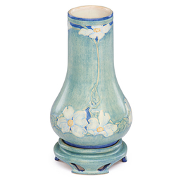 Newcomb College, Fine Transitional Vase With Dogwood And Pierced Stand, New Orleans, LA