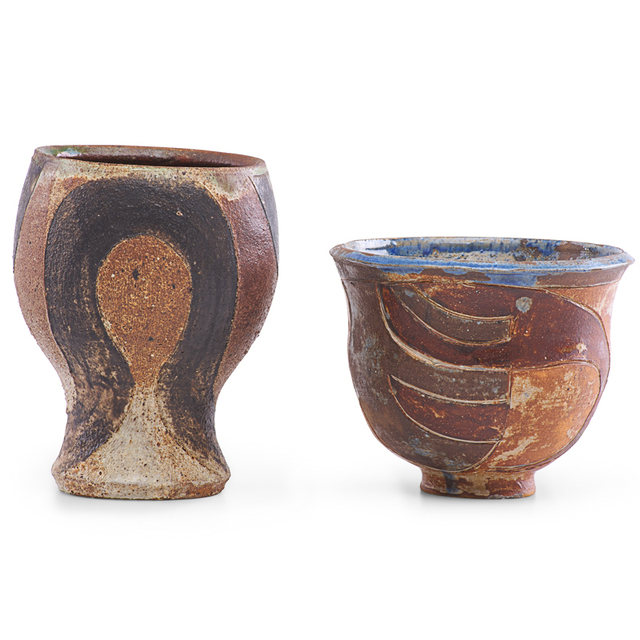 Marguerite Wildenhain, ‘Two small vases, Guerneville, CA’, Design/Decorative Art, Glazed and incised stoneware, Rago/Wright