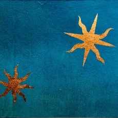 Jacques Lamy, Abstract Oil Painting Gold Leaf Stars 2 of 2 (20th Century)
