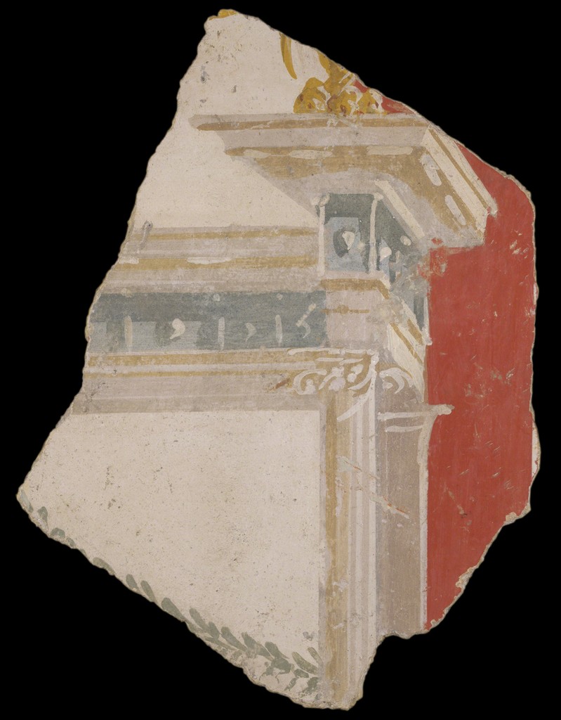 Fragment of a Wall Painting, Roman, ca. 50 b.c.–a.d. 79. Paint on plaster. Yale University Art Gallery, Gift of Molly and Walter Bareiss, b.s. 1940s Fragment of a Wall Painting, Roman, ca. 50 b.c.–a.d. 79. Paint on plaster. Yale University Art Gallery, Gift of Molly and Walter Bareiss, b.s. 1940s