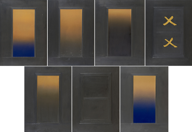 Eric Orr (1939-1998), ‘Untitled’, 1979, Sculpture, Set of seven embossed lead reliefs over wood backings, Rago/Wright