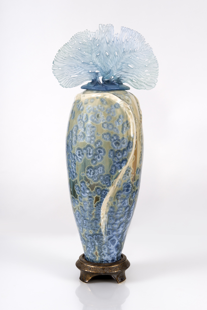 Debra Steidel, ‘Ocean Azure’, 2018, Sculpture, Hand thrown porcelain and cast lead crystal glass, Steidel Contemporary