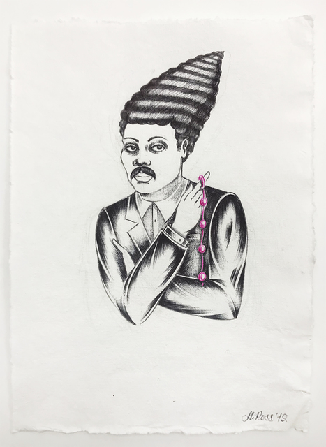 Alexis Ross, ‘Untitled’, 2019, Drawing, Collage or other Work on Paper, Ball point pen on cotton rag paper in oakwood frame with True Color glass, V1 Gallery
