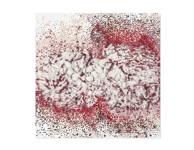Yasmina Alaoui, ‘Red Square #2’, 2016, Mixed Media, Acrylic paint, pigment, styrofoam, salt and gravel on wood, Opera Gallery