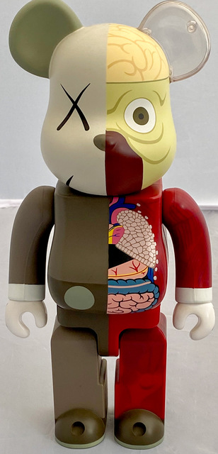KAWS, ‘KAWS Brown Dissected 400% Bearbrick Companion 2008 (KAWS red brown Be@rbrick)’, 2008, Sculpture, Cast vinyl figure, Lot 180
