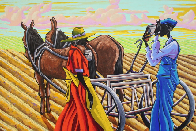 Leroy Campbell, ‘Farm Land’, 2018, Painting, Mixed Medium Collage on Canvas, Richard Beavers Gallery