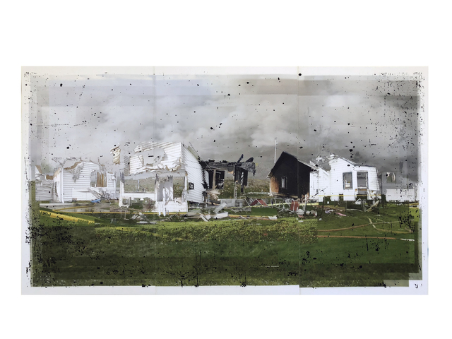 Deborah Oropallo, ‘Blazes’, 2018, Photography, Photomontage, pigment print, paint on canvas, Catharine Clark Gallery