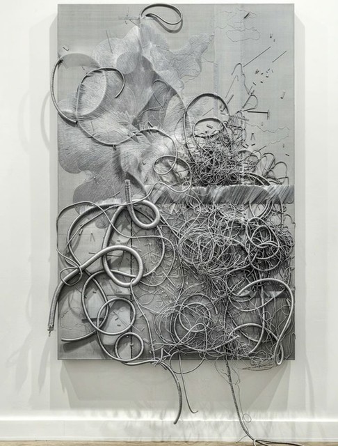 Lin Tianmiao, ‘Black White Gray-Gray’, 2013, Mixed Media, Silk cloth, silk thread, polyurea, wooden frame, NUNU FINE ART